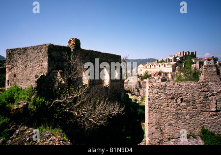 26 mars 2006 - Les ruines de Kayaköy ville fantôme (le nom grec est Levissi) près de la ville de Fethiye. Banque D'Images