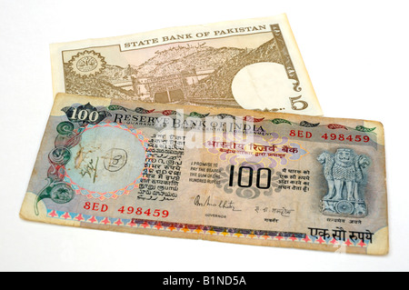 L'Inde et le Pakistan Bank Notes Banque D'Images