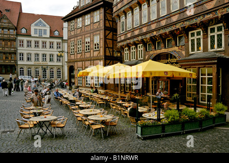 La Place du Marché historique, Hildesheim, Basse-Saxe, Allemagne. Banque D'Images