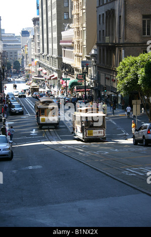 Cable cars de San Francisco Banque D'Images