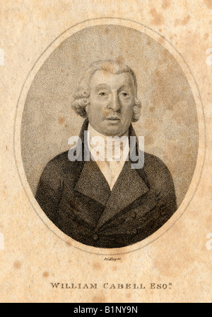 Vers 1800 gravure antique de William Cabell, Esq. Banque D'Images