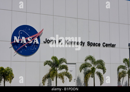 Visiteurs Bienvenue à la John F Kennedy Space Center à Cape Canaveral Floride USA Banque D'Images