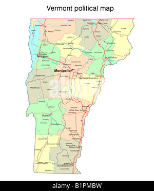 Carte politique de l'état du Vermont Banque D'Images