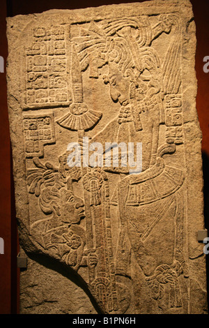 Glyphe maya, Yaxchilan, Chiapas. Itz montrant Balam II et de l'Escudo Jaguar II dans le Musée National d'Anthropologie, Mexico City Banque D'Images