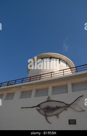 Décoration de mur extérieur d'Espadon Poissons située sur le port, Javea / Xabia, Province d'Alicante, Valence, Spa Banque D'Images