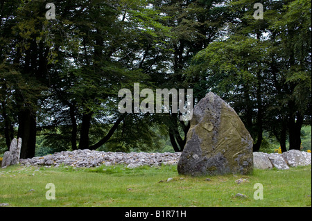 Clava Cairns chambres funéraires et pierres. Nairnshire, en Écosse. Sépulture préhistorique de Bulnuaran de Clava Cairns Banque D'Images