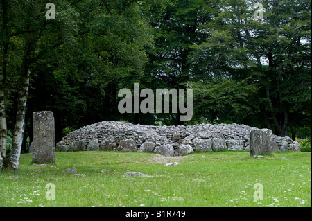 Clava Cairns chambres funéraires et pierres. Nairnshire, en Écosse. Sépulture préhistorique de Bulnuaran de Clava Cairns Banque D'Images