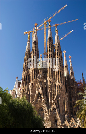 La Sagrada Familia conçue par l'architecte Antoni Gaudí, de l'Eixample, Barcelone, Espagne, Europe Banque D'Images