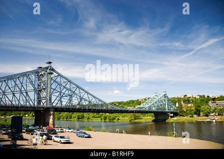 Blaues Wunder, pont, Blasewitz, Elbe, Dresde, Saxe, Allemagne, Europe Banque D'Images