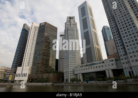 Financial District derrière la rivière Singapour, Singapour, en Asie du sud-est Banque D'Images