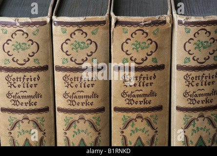 Vieux livres, œuvres complètes de Gottfried Keller Banque D'Images
