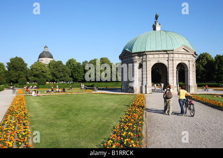 Cour Hofgarten, jardins, Dianatempel, Temple de Diane, Munich, Bavaria, Germany, Europe Banque D'Images