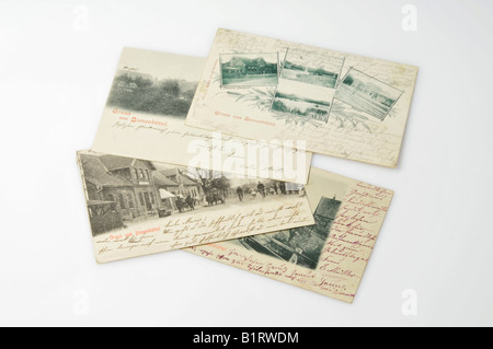 Vieilles cartes postales manuscrites datant des années 1900 à partir de Bienenbuettel, Basse-Saxe, Allemagne, Europe Banque D'Images