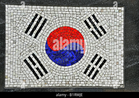 Mosaïque du drapeau de la Corée du Sud, monument, le Soldat universel, Battery Park, le Quartier Financier de Manhattan, New York City, U Banque D'Images