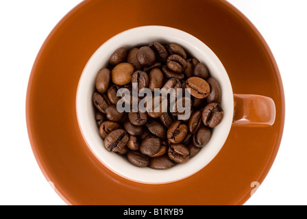 Espresso cup remplis de grains de café Banque D'Images