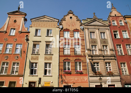 Maisons de ville historiques colorés, Gdansk, Pologne, Europe Banque D'Images