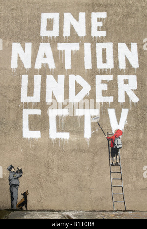 Banksy One Nation Under CCTV London UK Banque D'Images