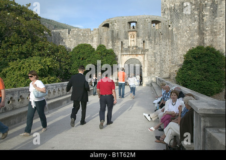 La Porte Pile, la vieille ville de Dubrovnik, Croatie Banque D'Images