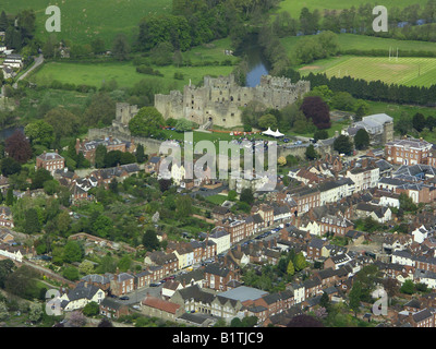 Ludlow castle et ville de l'air Banque D'Images