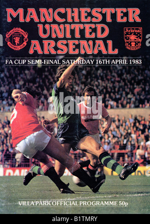 Un programme de demi-finale de la Coupe F Manchester United v Arsenal 16 avril 1983 à Villa Park pour un usage éditorial uniquement Banque D'Images