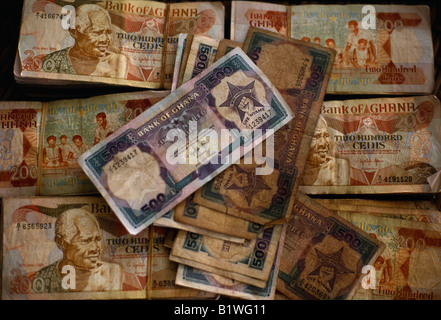 L'Afrique de l'Ouest Ghana cedi monnaie ghanéenne de l'argent des billets de banque. Banque D'Images