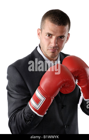 Businessman in boxing gloves Banque D'Images