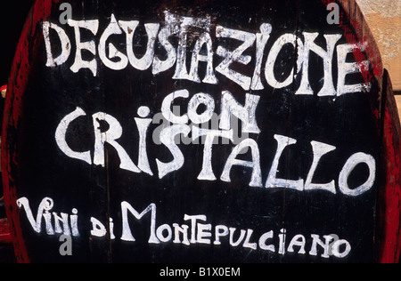 Dégustation de vin signe, Montepulciano, province de Sienne, toscane, italie Banque D'Images