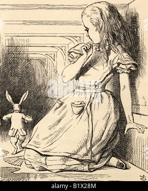 Le lapin blanc est tard, d'Alice's Adventures à Wonderland Banque D'Images