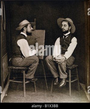Lautrec d'une double photographie. Henri Marie Raymond de Toulouse Lautrec Monfa, 1864-1901. Banque D'Images