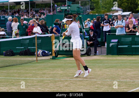 La star du tennis chinois Jie Zheng en action Banque D'Images