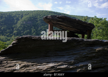 Rock Jefferson le long de l'Appalachian Trail, Harpers Ferry National Historical Park, Harpers Ferry, West Virginia. Banque D'Images