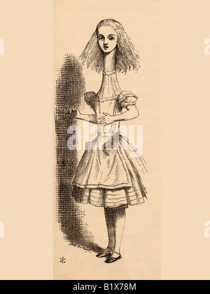 Alice se développe plus grande Illustration par John Tenniel le livre de Alices s aventures au pays des merveilles de Lewis Carroll publié 1891