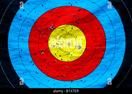 Cible de tir à l'arc,rouge bleu jaune et noir Banque D'Images
