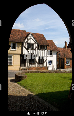 Les maisons de ville vue depuis l'église paroissiale de Thaxted Essex Banque D'Images