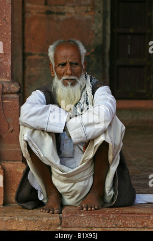 Portrait d'un vieil homme, à Fatehpur Sikri, Inde Banque D'Images