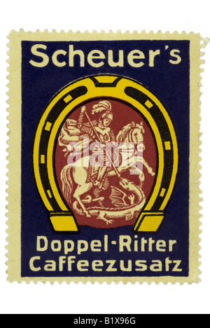 Trading stamp Scheuer s Caffeezusatz Ritter Doppel Hufeisen Banque D'Images