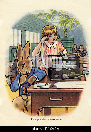 Un dictaphone ou indiqué dans le livre pour enfants l'illustre une autre aventure pour un usage éditorial uniquement début des années 1920 Banque D'Images