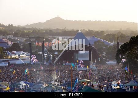 Étape Pyramide festival de Glastonbury et Leonard Cohen Banque D'Images