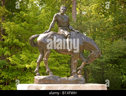 Statue de garçon sur cheval à Andrew Jackson State Park Lancaster en Caroline du Sud USA Banque D'Images