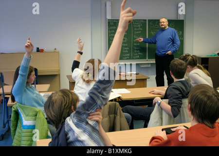 Scène de classe à une école secondaire allemande Banque D'Images