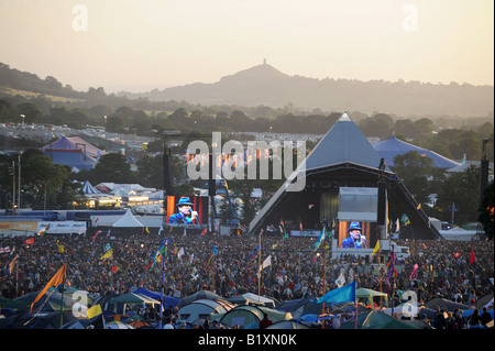 Étape Pyramide festival de Glastonbury et Leonard Cohen Banque D'Images