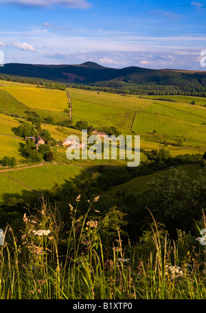 Vue depuis le nez Tegg Country Park près de Macclesfield Cheshire UK à sud avec le Peak District hills à l'horizon Banque D'Images