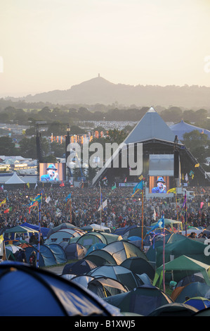 Étape Pyramide festival de Glastonbury et Leonard Cohen Banque D'Images