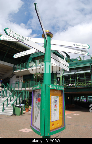 Fingerpost aux Championnats, Wimbledon, Merton Borough, Grand Londres, Angleterre, Royaume-Uni Banque D'Images