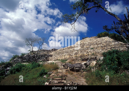 Approche de l'Acropole, la structure principale à au Mayan Ruins de Chinkultic près de Comitan, Chiapas, Mexique Banque D'Images