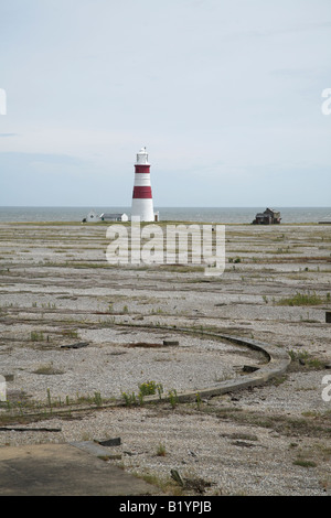 Les crêtes du bardeau et phare sur Orford Ness, Suffolk Banque D'Images