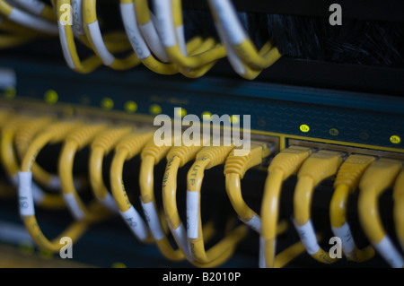 Commutateur Ethernet et câbles Banque D'Images