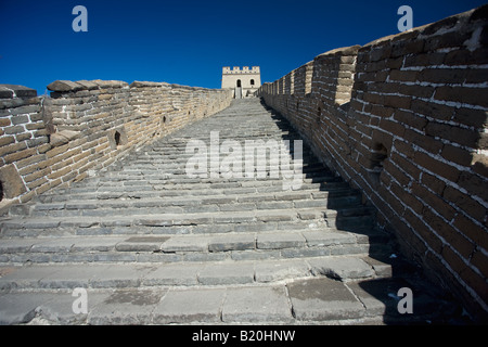 L'ancienne muraille de Chine à Mutianyu autrefois au nord de Beijing Beijing Banque D'Images