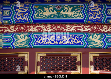 Détail de salle de prière pour les bonnes récoltes Qinian Dian à la dynastie des Ming, le Temple du Ciel Pékin Chine Banque D'Images