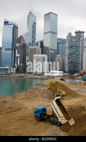 Remise en état du port de Hong Kong pour développer la masse terrestre de l'île de Hong Kong pour des raisons économiques, Chine Banque D'Images